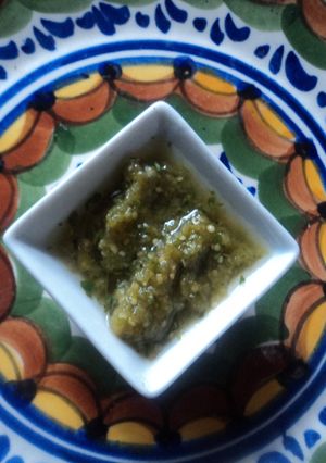 Una foto de Salsa de tomatillo verde extra picante los correa del Ocote. Jalisco México