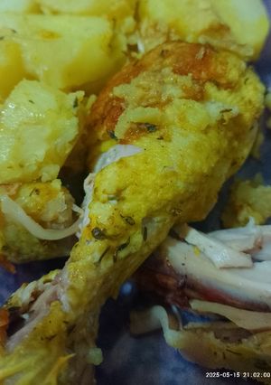 Una foto de Pollo al horno con papas