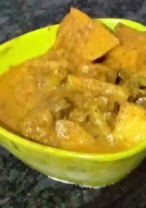 A picture of Amaranthus stem curry/0r popular odia saag curry (khada tarkari).