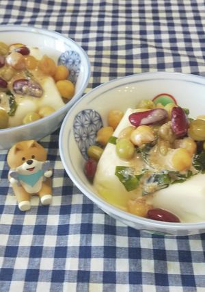 A picture of Easy Chilled Tofu with Mixed Beans.