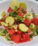 Watermelon, Cucumber and Peanuts Salad
