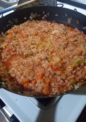 Una foto de Risotto de arroz y tomate (Veggie)