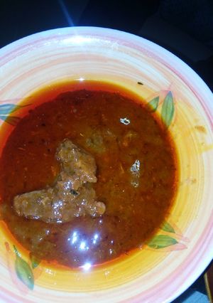 A picture of Crayfish beef stew.