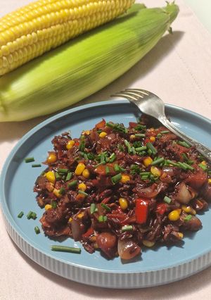 Vadrizses, kukoricás lecsó (vegán) recept fotója