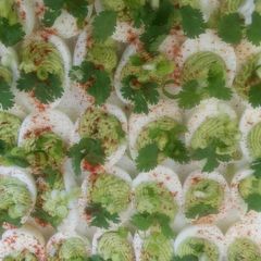 A picture of Avocado deviled eggs.