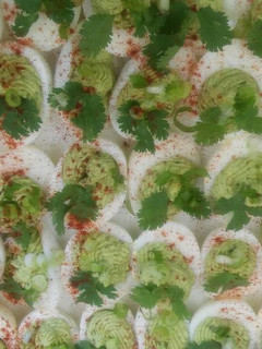 A picture of Avocado deviled eggs.
