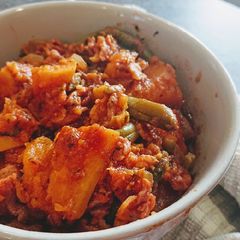 A picture of Chunky Sweet Potato, Bacon and Squash Stew.