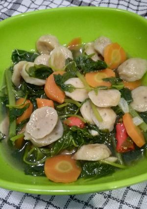 Foto resep Sayur Bayam Bakso #JelajahResep