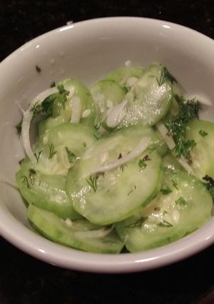 A picture of German Cucumber Salad (Gurkensalat).