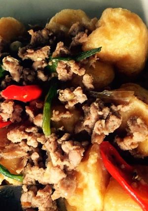 รูปของ ผัดกะเพราเต้าหู้หมูสับ