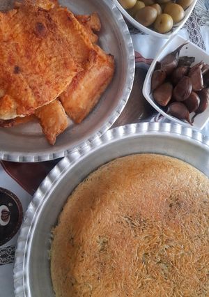 عکسی از دستور سبزی پلو باماهی سالمون😋
