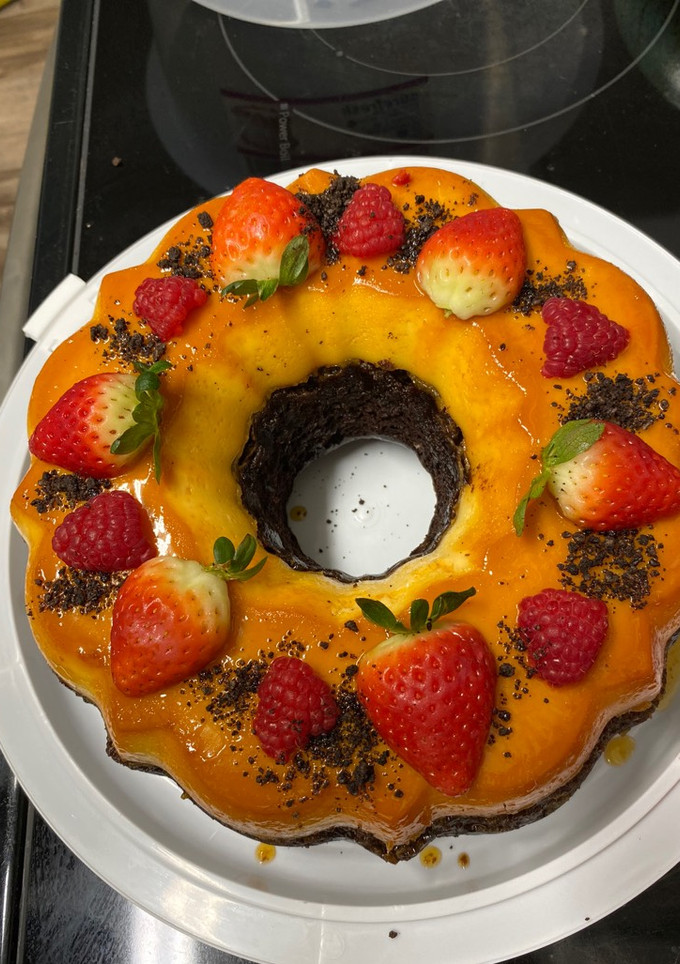 Una foto de Flancocho o chocoflan