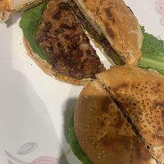 Mushroom and Bean Burger A picture of Mushroom and Bean Burger.
