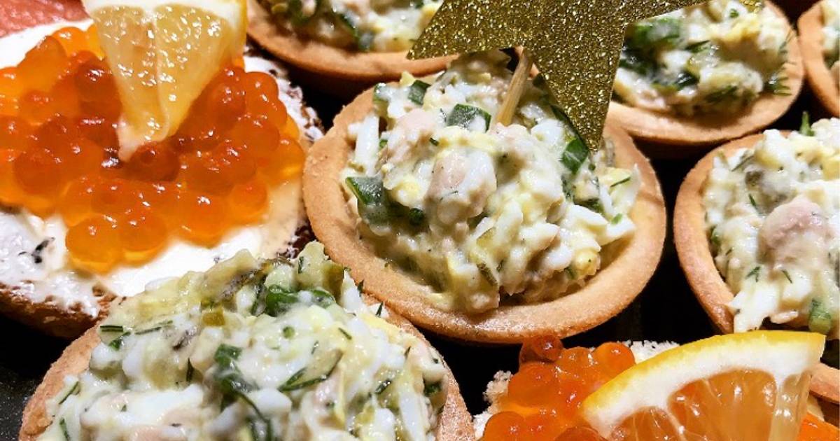 Салат из печени трески в тарталетках - рецепт к праздничному столу с пошаговыми фото
