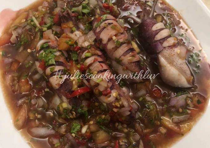 Resipi Sotong Bakar Dengan Sos Ala Thai Oleh Julie Mangsor Cookpad