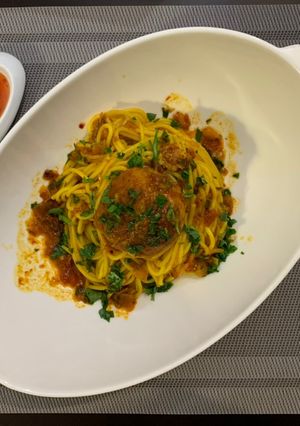 عکسی از دستور پاستا با کوفته قلقلی (Pasta meatballs) 🍝🍹