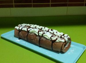 Una foto de Brazo de gitano de choco relleno de nata con thermomix
