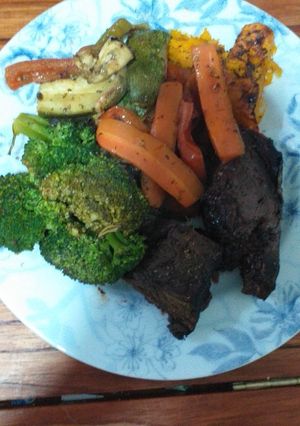 Una foto de Tapa de nalga al horno con verduras apto diabéticos