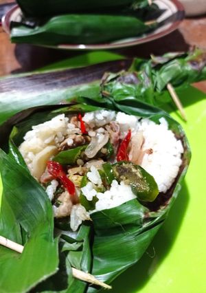 Foto resep Nasi Bakar hati ampela, teri kemangi