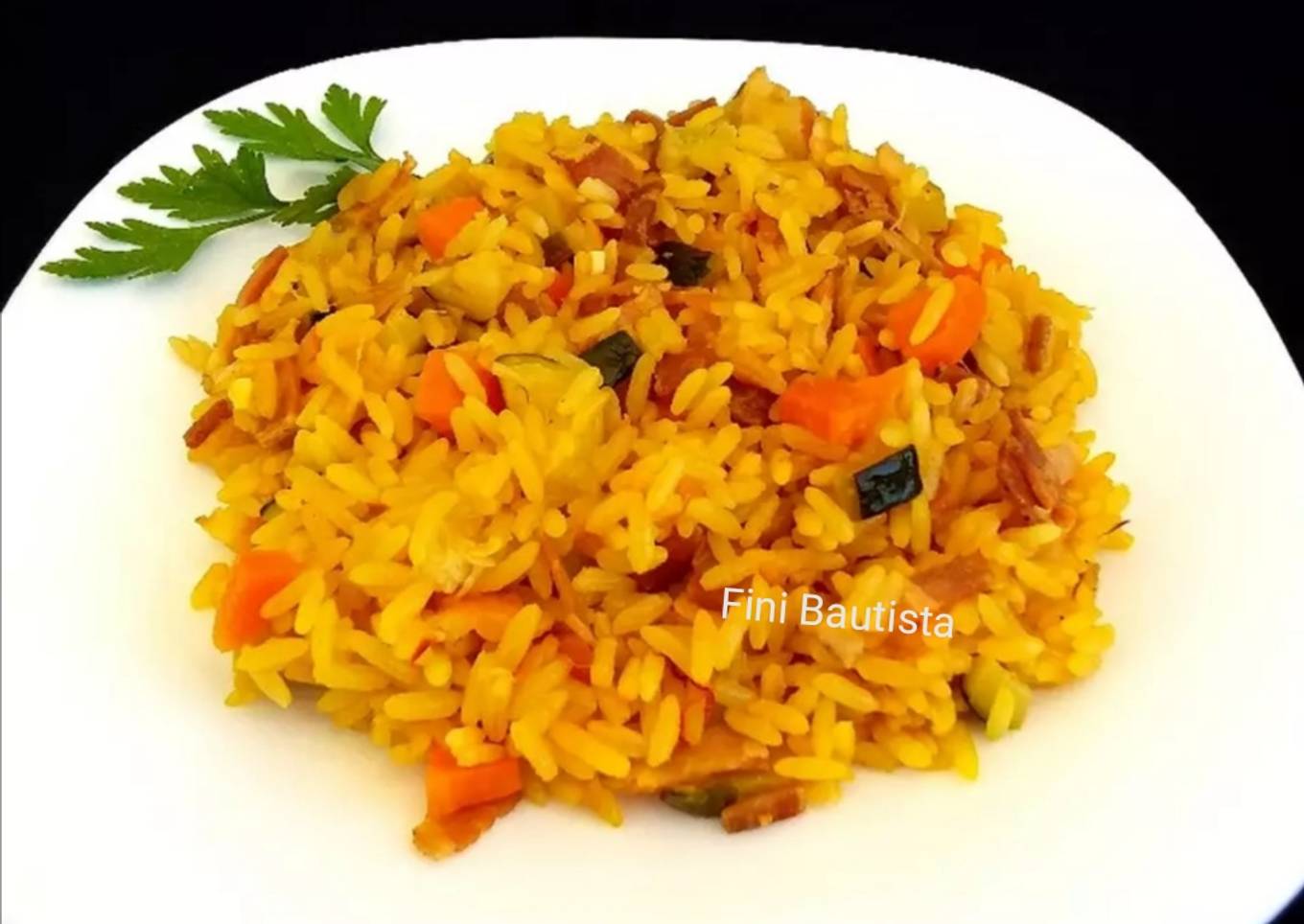 Arroz con calabacín, zanahoria y panceta fina