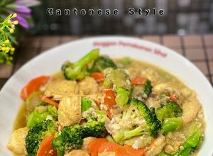 Gambar Sayur Tauhu Jepun & Brokoli Cantonese Style (Sihat)