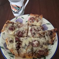 A picture of Family Pizza Crispy Base with Chorizo Sausage & Beef mince 😍🍕.