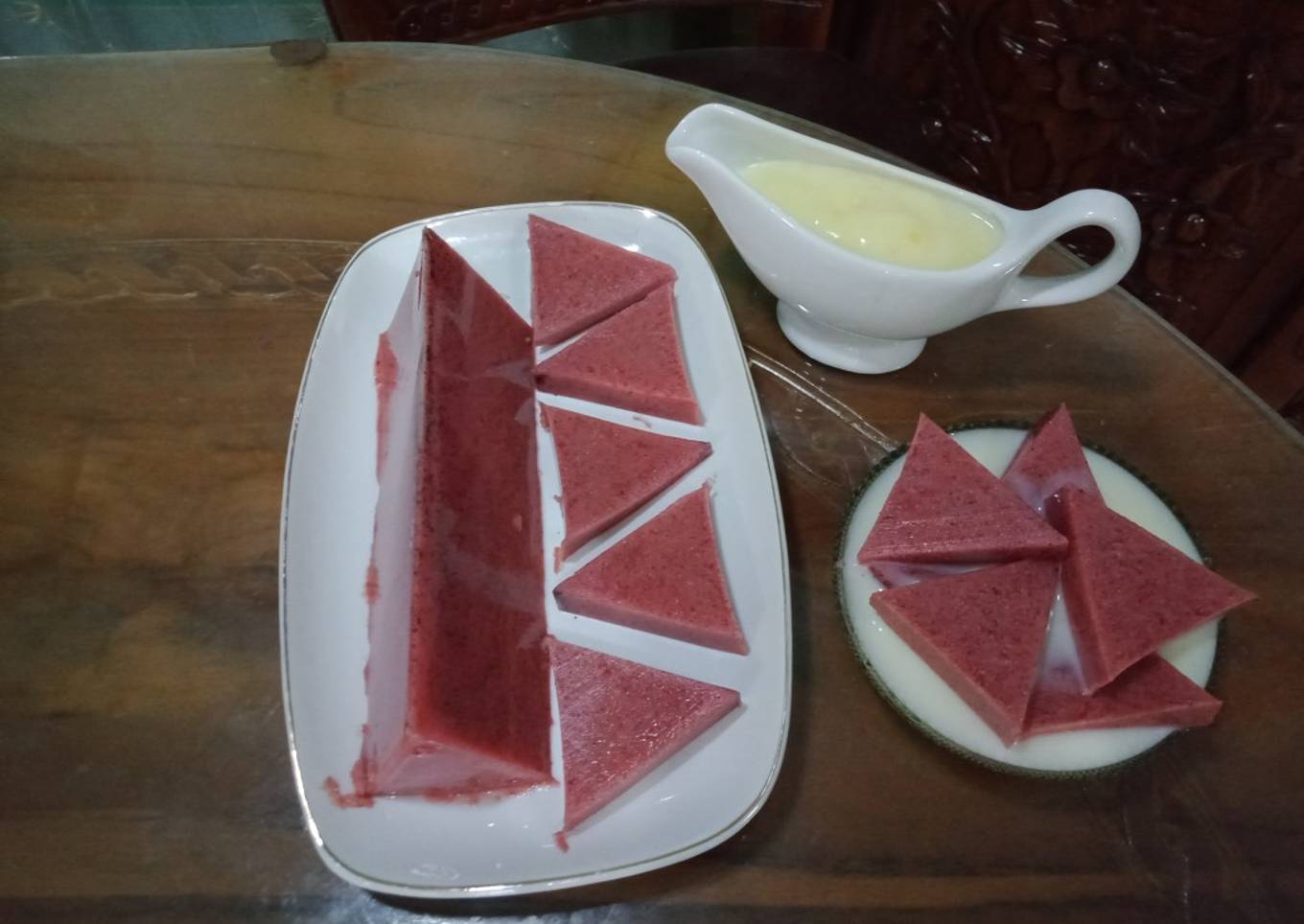 DRAGON FRUIT PUDING WITH VLA | PUDING BUAH NAGA VLA SUSU