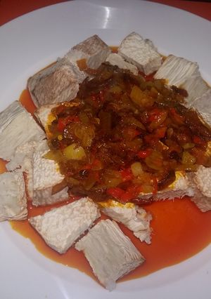 A picture of Roast Yam and Oil.