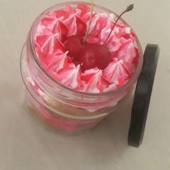 A picture of Cake in a jar.