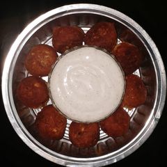 A picture of Falafel with homemade eggless mayonnaise.
