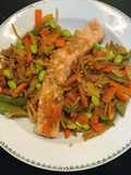 Saumon Teriyaki à la vapeur & wok de légumes