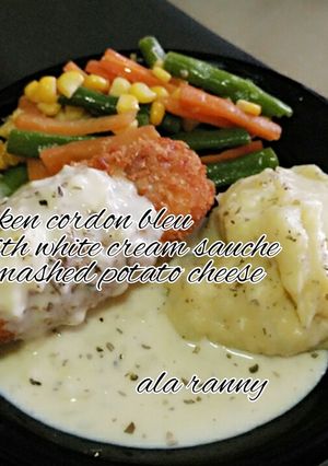 Foto resep Chicken cordon bleu with mushed potato cheese and white cream sauce