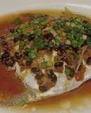 Ikan bawal stim bawang putih+taosi