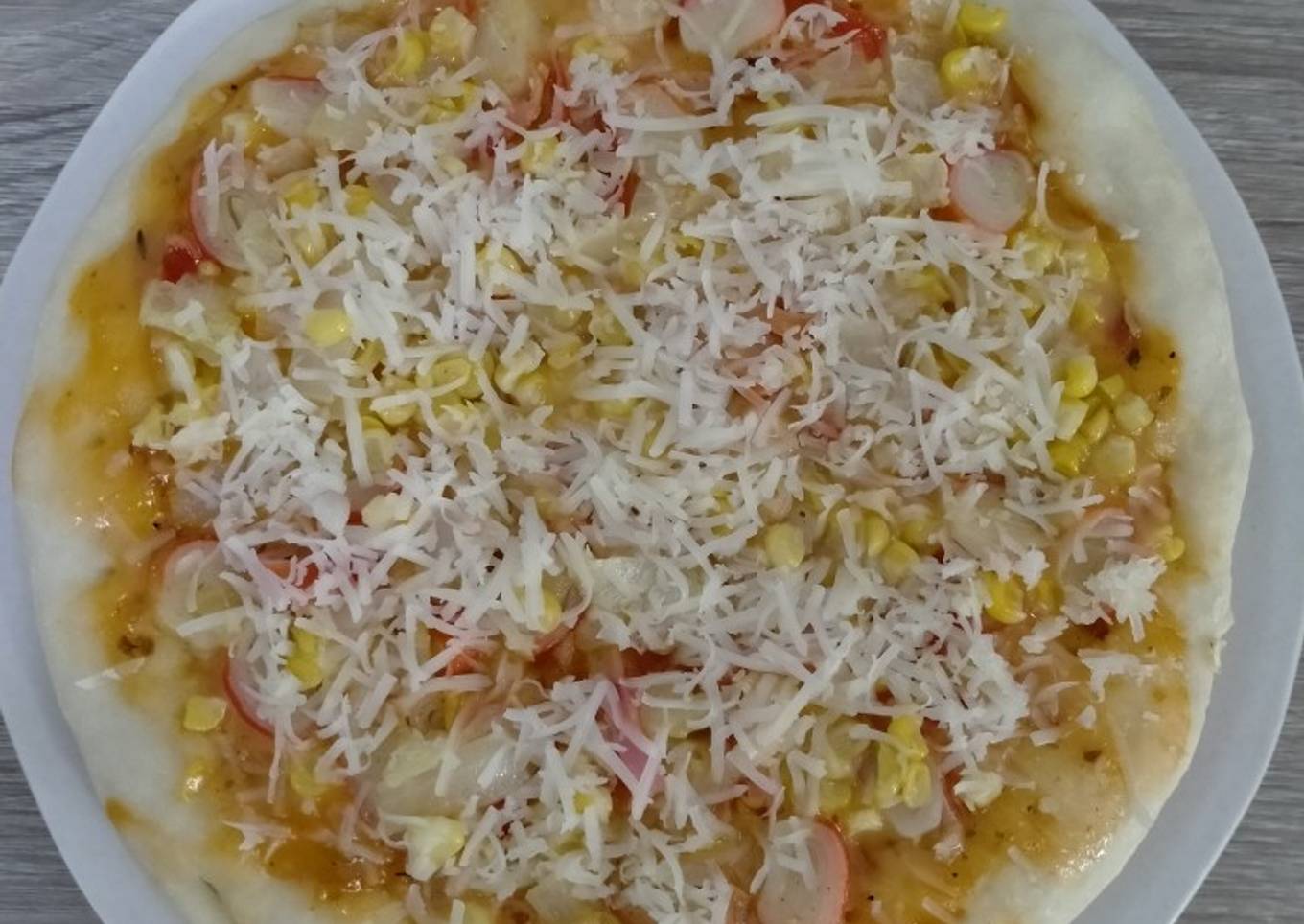 Crab Stick & Corn Mayo Pizza (teflon) (takaran sendok)
