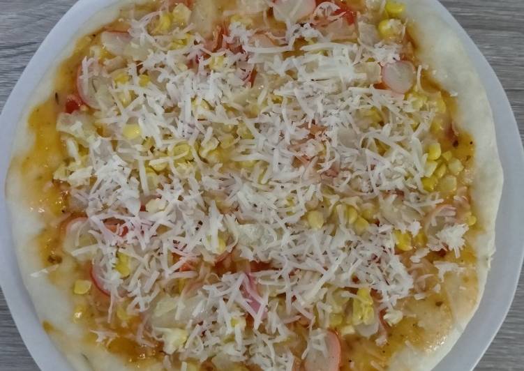 Crab Stick & Corn Mayo Pizza (teflon) (takaran sendok)