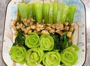 Hình của món Rau cải ngọt xào nấm rơm.