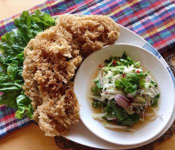 New Recipe Thai Style Salad  Crispy Fish With Green Mango Salad  Yum Pla Foo ThaiChef Food Delicious and Healthy