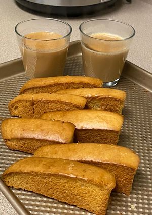 A picture of Cake RuskBiscottis made out of strips of cake that are Baked.