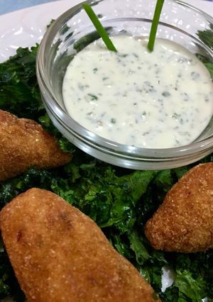 Una foto de Croquetas de Pescado con Kale & Tártara #lacocinadegiri