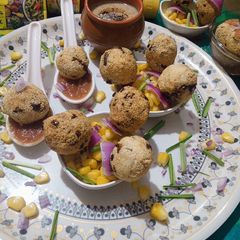 A picture of Sweet corn semolina lollipop.