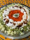 Salade de concombre, carottes et poivron à la mozzarella