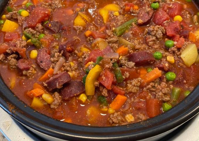 Recipe: Tasty Beef and kielbasa spicy vegetable stew