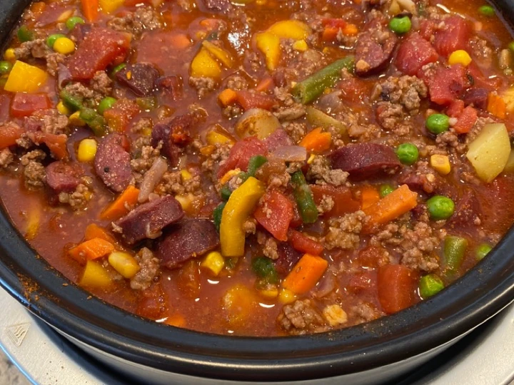 Easy Way Prepare Recipe Beef and kielbasa spicy vegetable stew that is Delicious, Addictive}