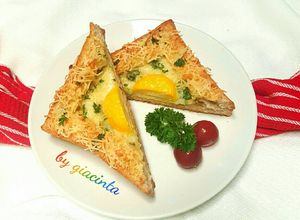 Foto resep Roti Tawar panggang telur keju buat sarapan atau bekal