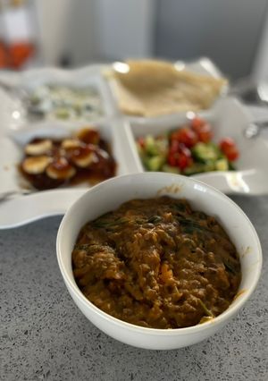 A picture of Spinach and coconut dal.