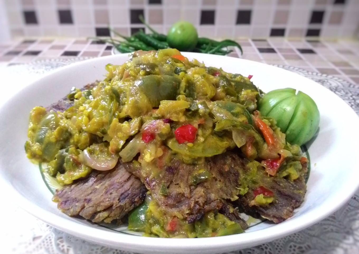 Dendeng Batokok Cabe Hijau (Panggang)