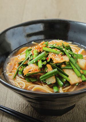 A picture of Nira Kimchi Ramen.