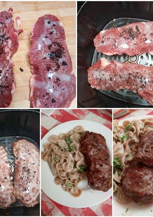 Una foto de Bistec de lomo liso en mi freidora de aire clean