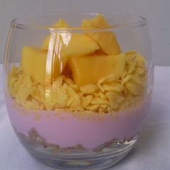 Blackcurant Yoghurt Mango Cereal Parfait A picture of Blackcurant Yoghurt Mango Cereal Parfait.