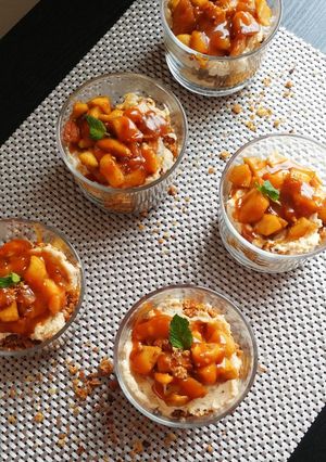 A picture of Apple crumble cheesecake cups.